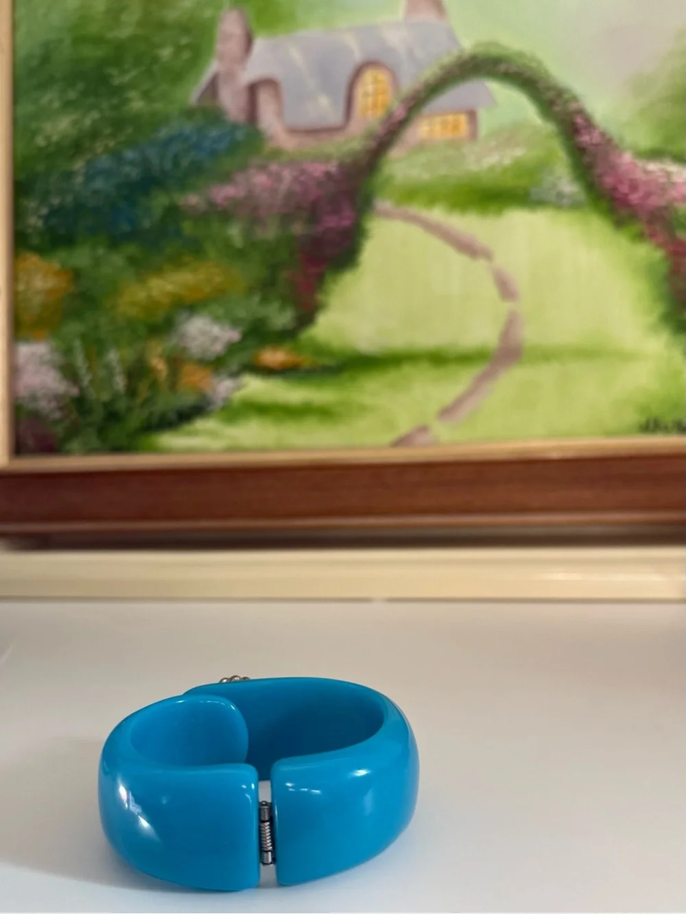 Blue Cameo Hinge Acrylic Bangle Bracelet by Subversive by Justin Giunta